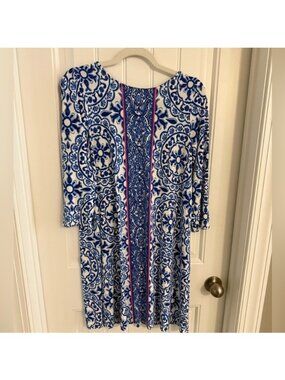 Lilly Pulitzer Ophelia Swing Dress Size Medium Pooling Around Blue Tile Print